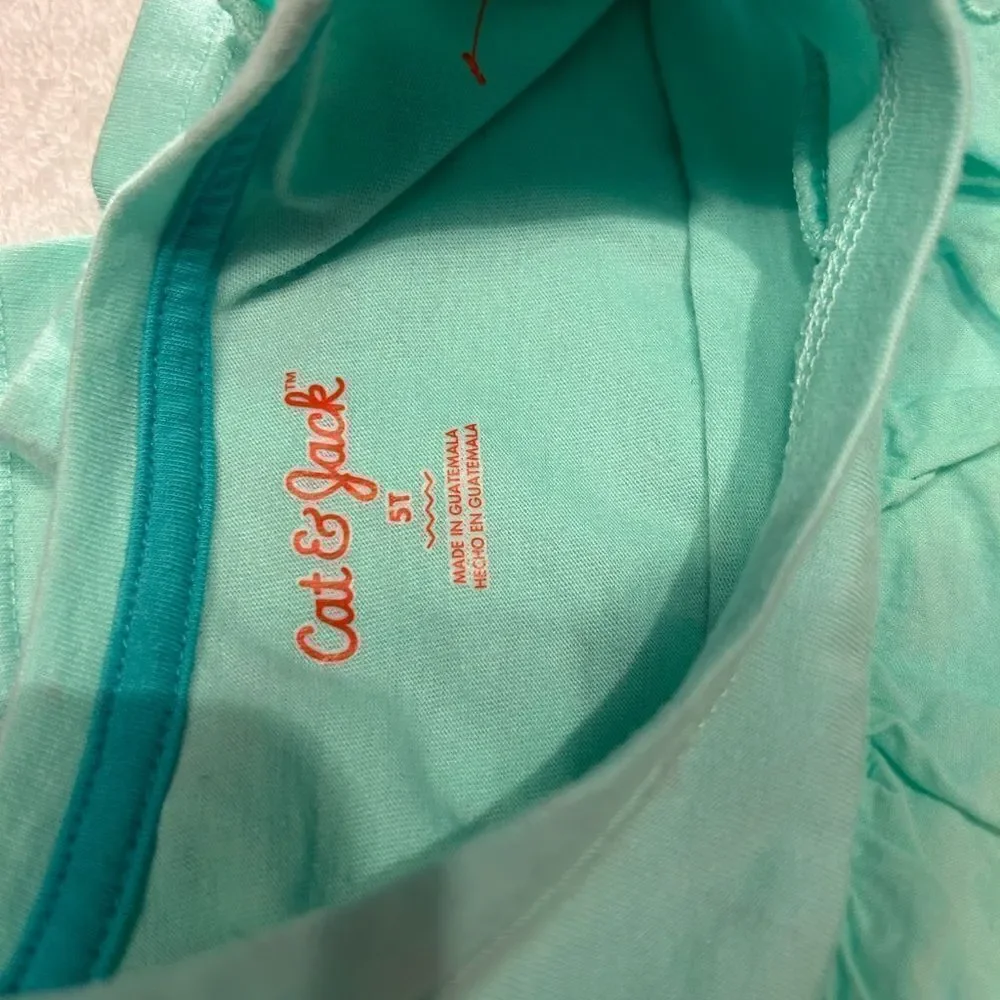 Cat & Jack 5T teal red long sleeve tee shirts 2 in set never worn